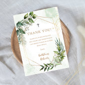 Elegant Greenery Foliage Taufe Danke Karte