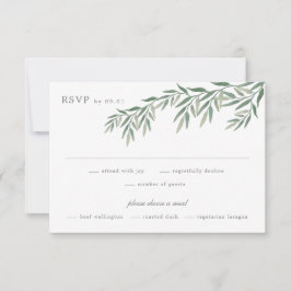 Elegant Greenery Foliage Wedding RSVP Karte