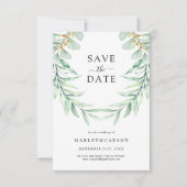 Elegant Greenery Foliage Wedding Save The Date (Vorderseite)