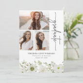 Elegant Greenery Foto Abschluss Ankündigung (Stehend Vorderseite)