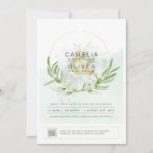 Elegant Greenery FOTO Wedding Einladung QR CODE (Vorderseite)