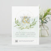 Elegant Greenery FOTO Wedding Einladung QR CODE (Stehend Vorderseite)