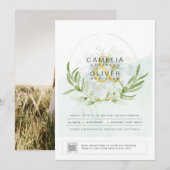 Elegant Greenery FOTO Wedding Einladung QR CODE (Vorne/Hinten)