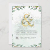 Elegant Greenery FOTO Wedding Einladung QR CODE (Vorderseite)