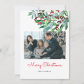 Elegant Greenery Frohe Weihnachtsfotokarte Einladung (Vorderseite)
