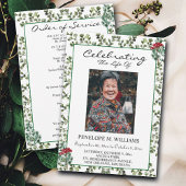 Elegant Greenery Funeral Order of Service Program Einladung