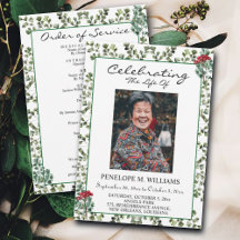 Elegant Greenery Funeral Order of Service Program