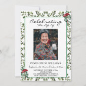 Elegant Greenery Funeral Order of Service Program Einladung (Vorderseite)