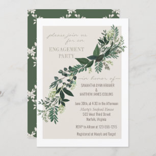 Elegant Greenery Garland Ferns Engagement Party Einladung