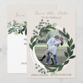 Elegant Greenery Garland Ferns Save the Date Foto Einladung