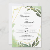 Elegant Greenery Geo Frame Eukalyptus Leaf Wedding Einladung (Vorderseite)