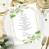 Elegant Greenery Geometric Wedding Menu Card Menükarte
