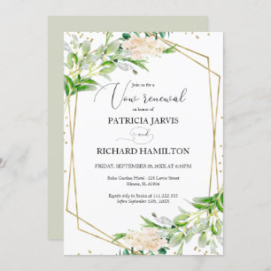 Elegant Greenery Geometric Wedding Vow Renewal Einladung