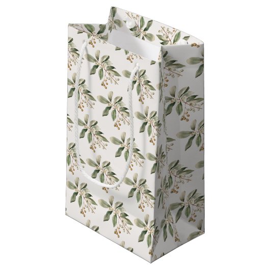 Elegant Greenery Gift Bag Kleine Geschenktüte (Vorderseite Schrägansicht)