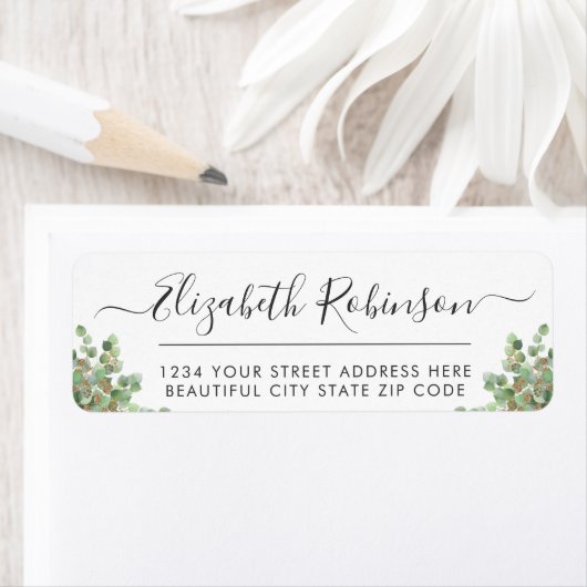 Elegant Greenery Girly Script Address Label (Insitu)
