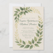 Elegant Greenery Gold Akzente Hochzeitseinladung Einladung (Vorderseite)