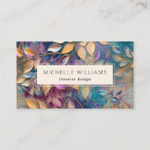 Elegant Greenery Gold Aquamarin Leaf Visitenkarte (Vorderseite)