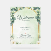 Elegant Greenery Gold Arch Wedding Welcome Acrylschild (Vorderseite)