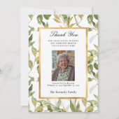 Elegant Greenery Gold Beileid Dankeschön Karte (Vorderseite)