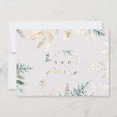 Elegant Greenery Gold Blätter Hochzeitkalligraphie Save The Date (Rückseite)