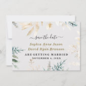 Elegant Greenery Gold Blätter Hochzeitkalligraphie Save The Date (Vorderseite)