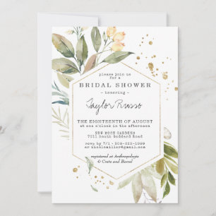 Elegant Greenery Gold Bridal Dusche Einladung