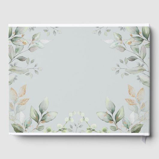 Elegant Greenery Gold Bunny Rabbit Baby Shower Gästebuch (Rückseite)