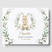 Elegant Greenery Gold Bunny Rabbit Baby Shower Gästebuch (Vorderseite)