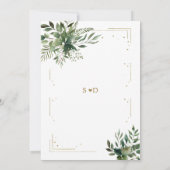 Elegant Greenery Gold Confetti Wedding Einladung (Rückseite)