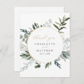 Elegant Greenery Gold Dankeskarte (Vorne/Hinten)