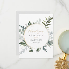 Elegant Greenery Gold Dankeskarte