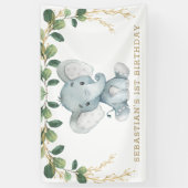 Elegant Greenery Gold Elephant 1. Geburtstag Party Banner (Vertikal)