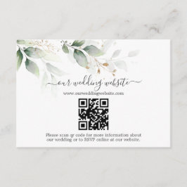 Elegant Greenery Gold Eucalyptus QR Code Wedding Begleitkarte
