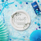 Elegant Greenery Gold Foil Celebrate Script Pappteller (Party)