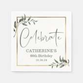 Elegant Greenery Gold Foil Celebrate Script Serviette (Vorderseite)