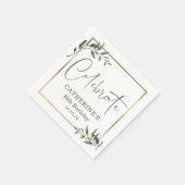 Elegant Greenery Gold Foil Celebrate Script Serviette (Ecke)