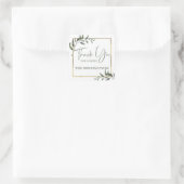 Elegant Greenery Gold Foil Script Vielen Dank Quadratischer Aufkleber (Tasche)