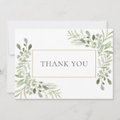 Elegant Greenery Gold Geometric Dankeskarte (Vorderseite)