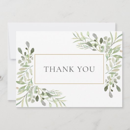 Elegant Greenery Gold Geometric Dankeskarte (Vorderseite)