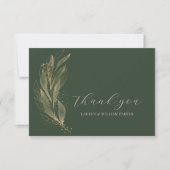 Elegant Greenery Gold Leaf Wedding Dankeskarte (Vorderseite)