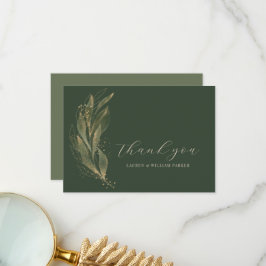 Elegant Greenery Gold Leaf Wedding Dankeskarte