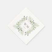 Elegant Greenery Gold Monogram Wedding Serviette (Ecke)