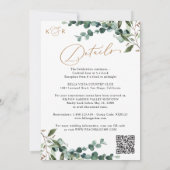 Elegant Greenery Gold QR Code All-in-One Wedding Einladung (Rückseite)