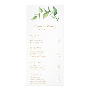 Elegant Greenery Gold Schönheitssalon Preisliste Werbekarte