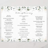 Elegant Greenery Gold Tri+Fold Hochzeitsprogramm (Hinten)