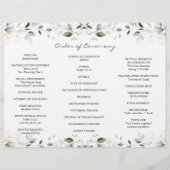 Elegant Greenery Gold Tri+Fold Hochzeitsprogramm (Hinten)