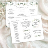 Elegant Greenery Gold Tri+Fold Hochzeitsprogramm