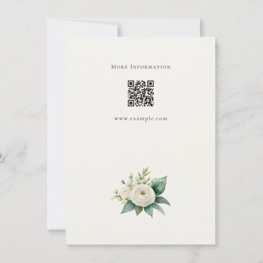 Elegant Greenery Gold Wedding Details QR Code Card (Rückseite)