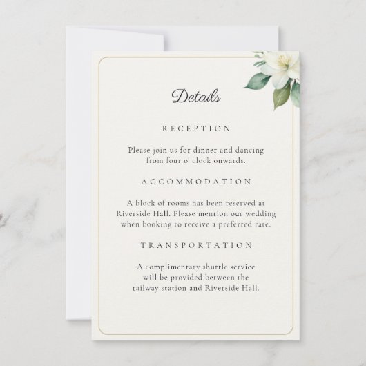 Elegant Greenery Gold Wedding Details QR Code Card (Vorderseite)