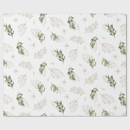 Elegant Greenery & Gold Wedding Geschenkpapier (Flach)